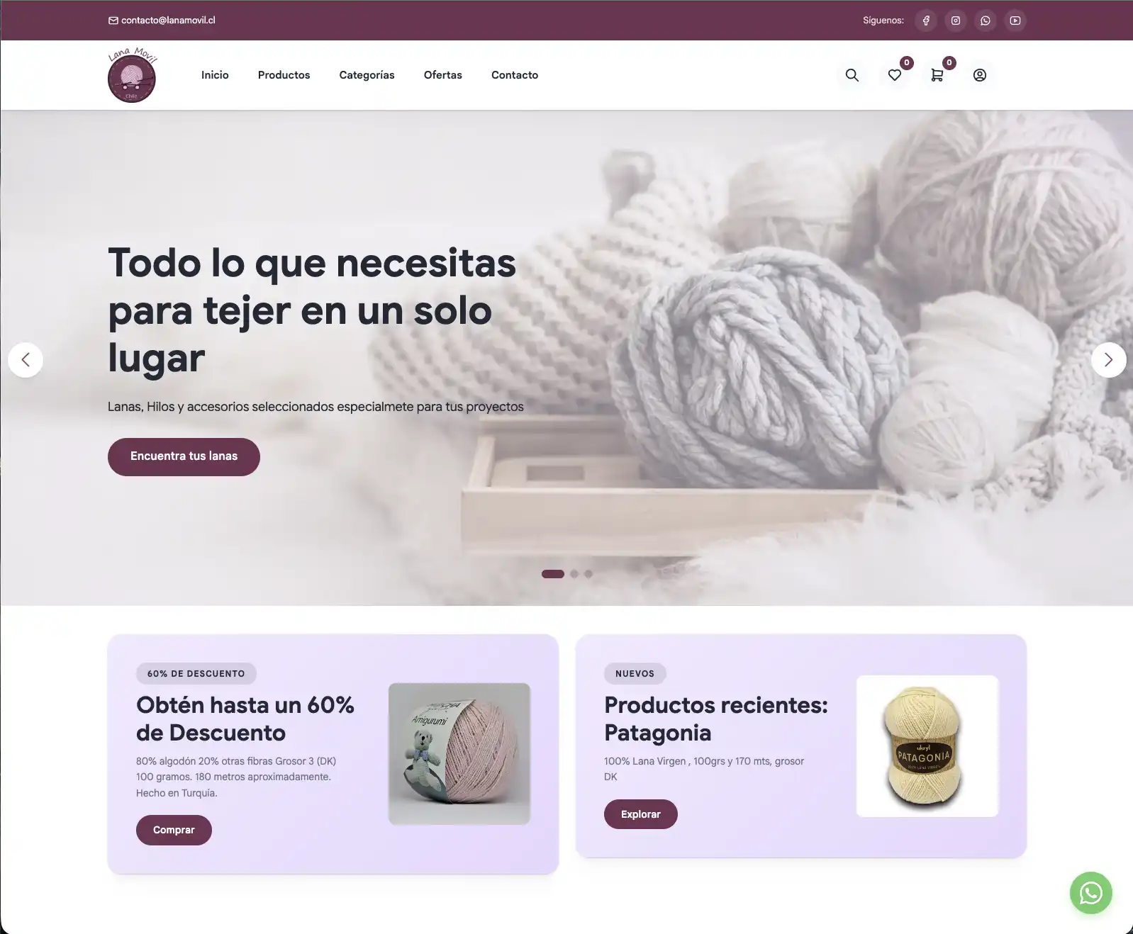 LanaMovil – E-commerce for a Yarn & Knitting Store